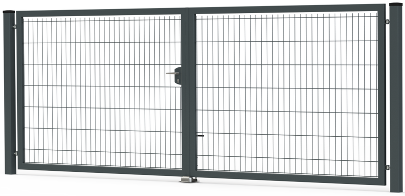Ворота розпашні Заграда зі зварної 3Д сітки антрацит 7016