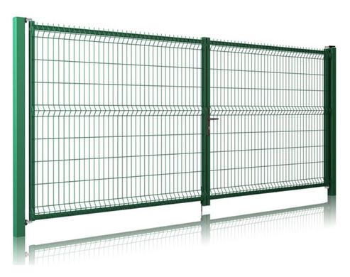 Ворота распашные Заграда из сварной 3Д сетки h=1.5м L=3.0 зеленый 6005