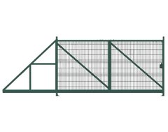 Ворота відкатні Заграда зі зварної 3Д сітки зелений 6005