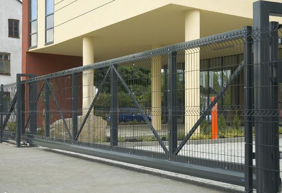 Ворота відкатні Заграда зі зварної 3Д сітки зелений 6005