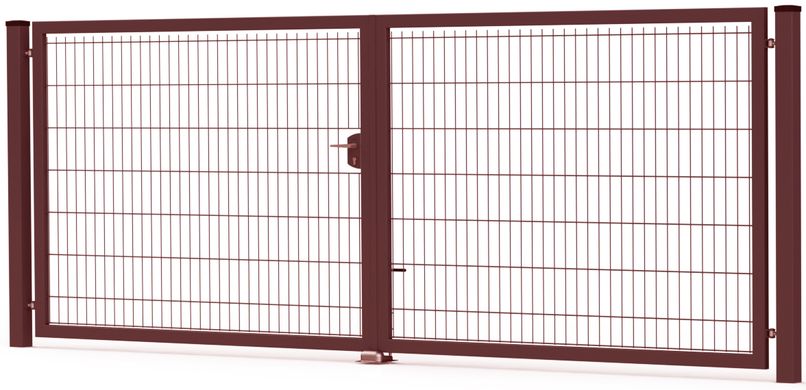 Ворота розпашні Заграда зі зварної 3Д сітки коричневий 8017